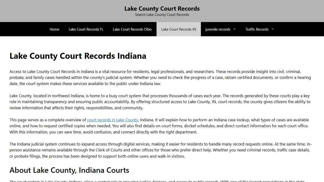 Lake County Court Records Indiana
